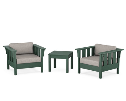 Martha Stewart by POLYWOOD® Acadia 3-Piece Deep Seating Set in Green / Weathered Tweed