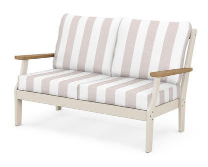 POLYWOOD® Braxton Deep Seating Loveseat in Sand / Natural / Cabana Stripe Dune Burlap