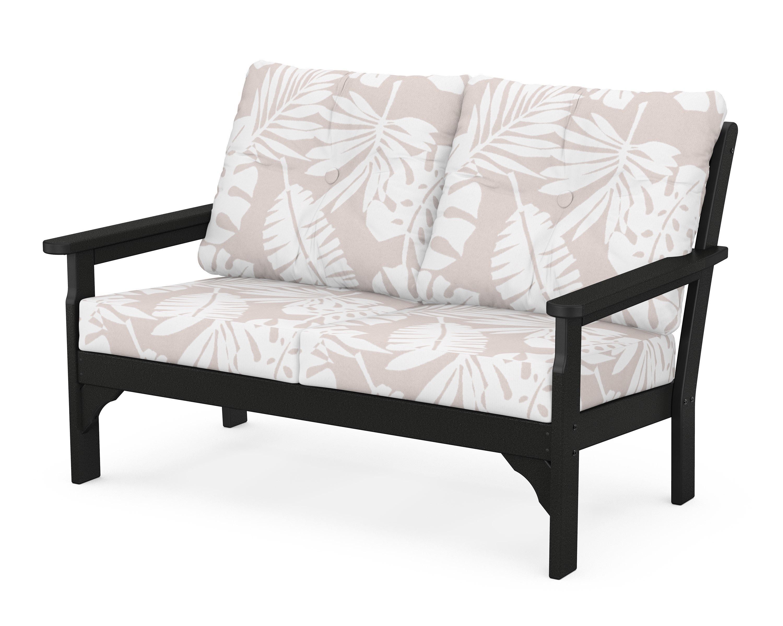 POLYWOOD® Vineyard Deep Seating Loveseat in Black / Leaf Dune Burlap
