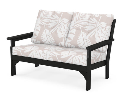 POLYWOOD® Vineyard Deep Seating Loveseat in Black / Leaf Dune Burlap