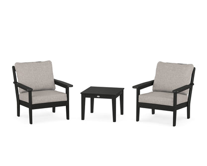 Country Living Cottage 3-Piece Deep Seating Set in Black / Weathered Tweed