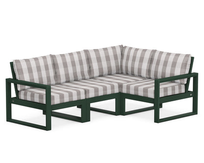 POLYWOOD® EDGE 4-Piece Modular Deep Seating Set in Green / Buffalo Plaid Grey Mist