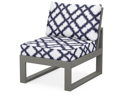 Unbranded Modular Armless Chair in Slate Grey / Trellis Navy