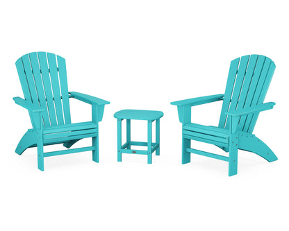 POLYWOOD® Nautical 3-Piece Curveback Adirondack Set in Aruba
