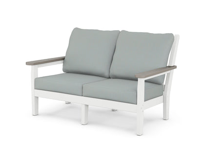 POLYWOOD® Chippendale Deep Seating Loveseat in White / Driftwood / Spa