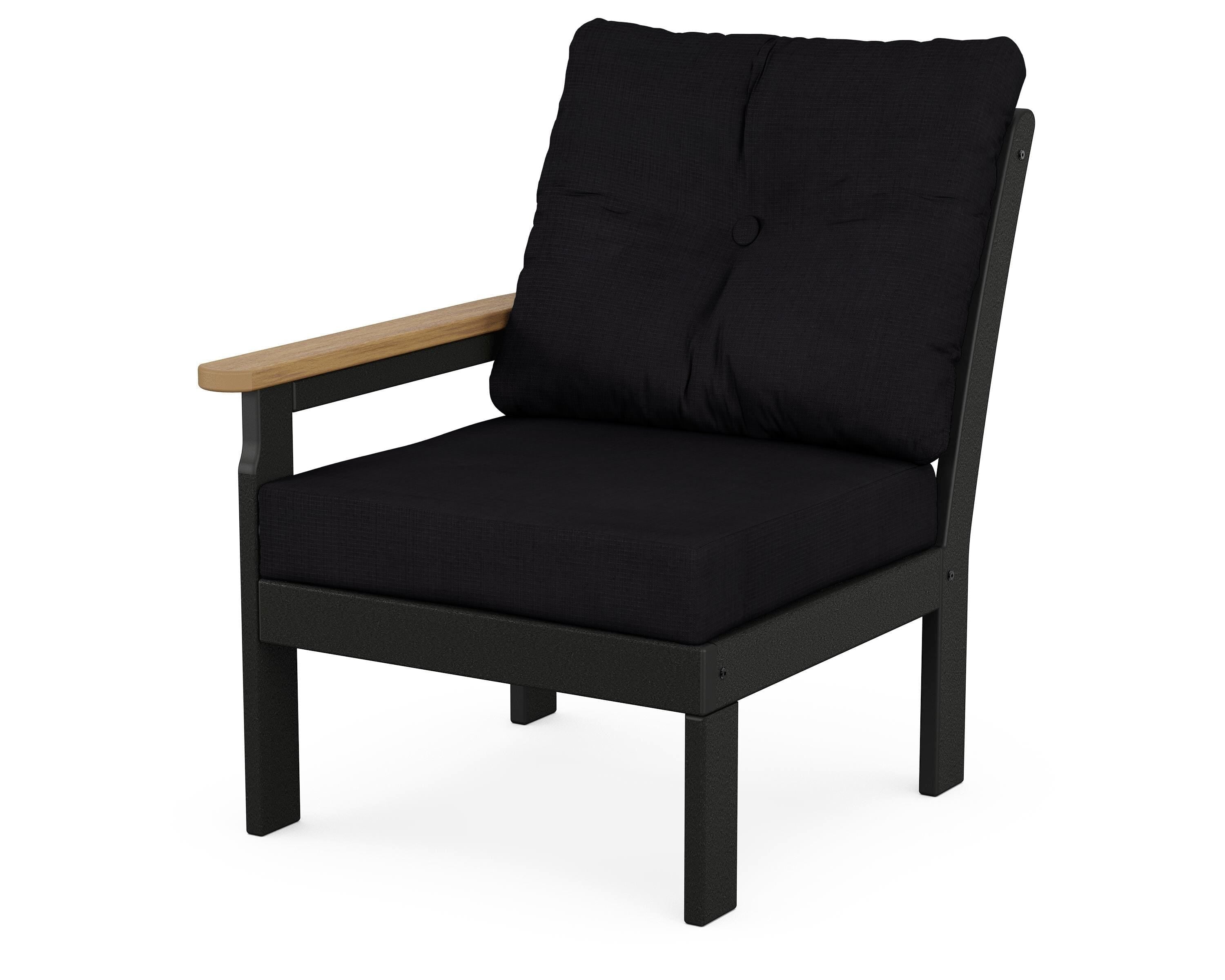 POLYWOOD® Vineyard Modular Left Arm Chair in Black / Natural / Midnight Linen