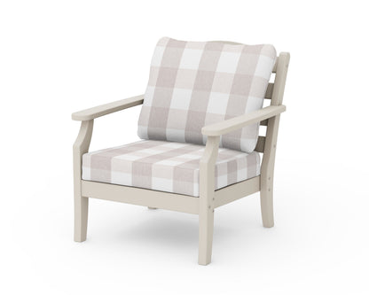 Draper James™ by  POLYWOOD® Savannah Deep Seating Chair in Sand / Buffalo Plaid Dune Burlap