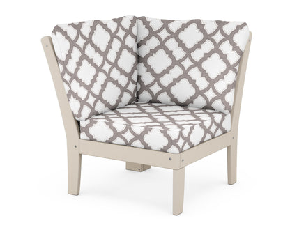 POLYWOOD® Braxton Modular Corner Chair in Sand / Trellis Grey Mist