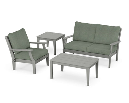POLYWOOD® Braxton 4-Piece Deep Seating Set in Slate Grey / Cast Sage