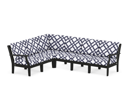 POLYWOOD® Braxton Modular 6-Piece Deep Seating Set in Black / Trellis Navy