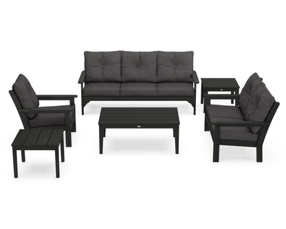 POLYWOOD® Vineyard 6-Piece Deep Seating Set in Green / Ash Charcoal