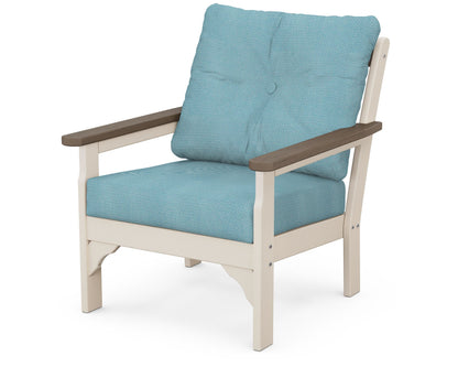 POLYWOOD® Vineyard Deep Seating Chair in Sand / Kona / Lattice Sky Blue