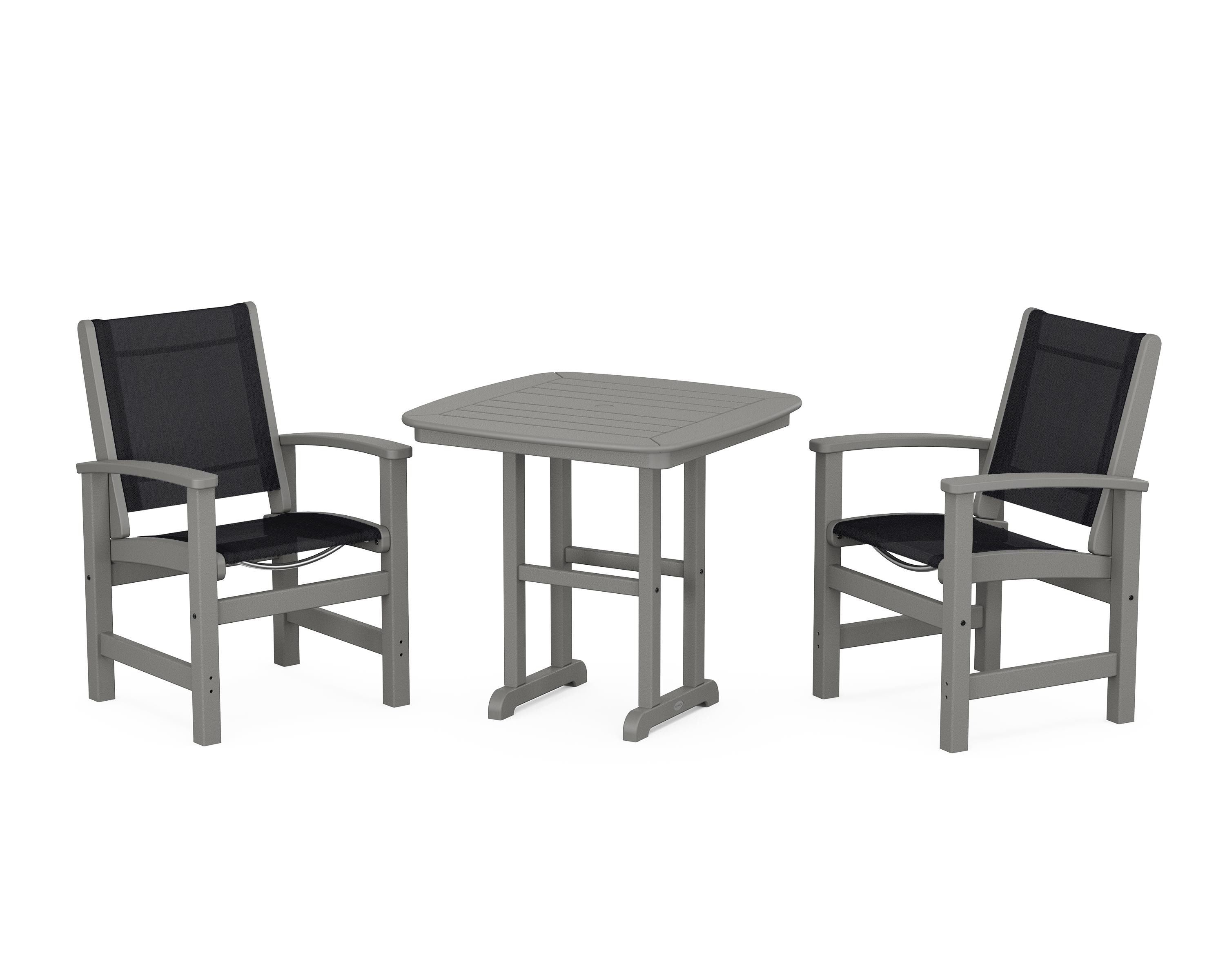 POLYWOOD® Coastal 3-Piece Dining Set in Slate Grey / Black Sling