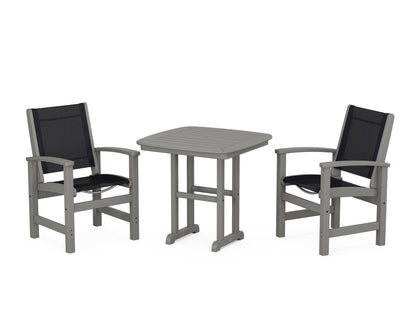 POLYWOOD® Coastal 3-Piece Dining Set in Slate Grey / Black Sling