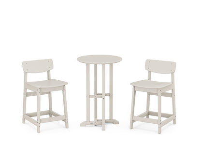 POLYWOOD® Modern Studio Urban Lowback 3-Piece Bistro Counter Set in Sand