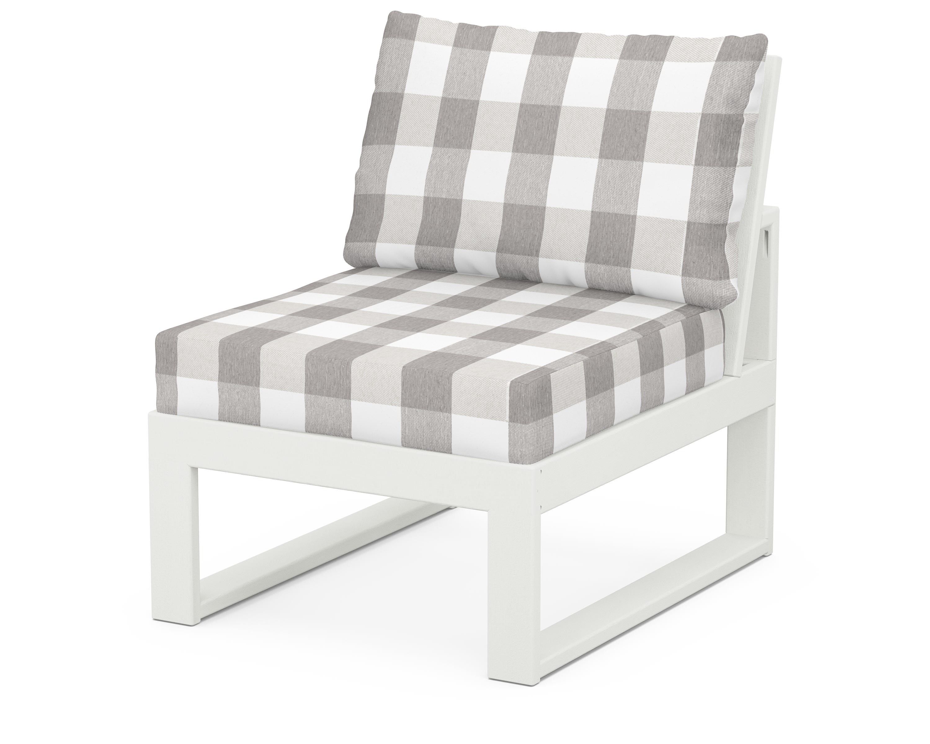 Unbranded Modular Armless Chair in Vintage White / Buffalo Plaid Grey Mist