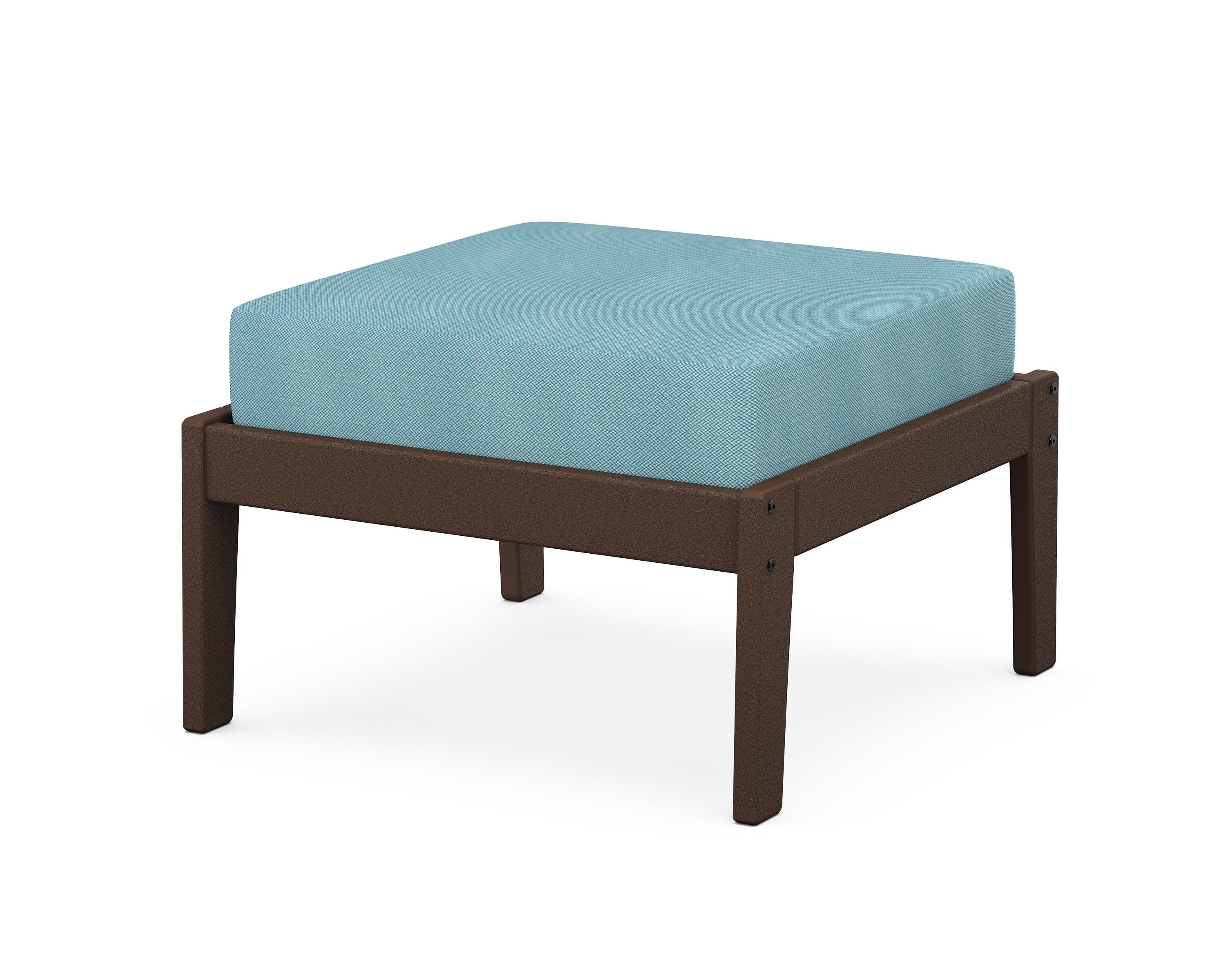 Unbranded Deep Seating Ottoman in Mahogany / Lattice Sky Blue