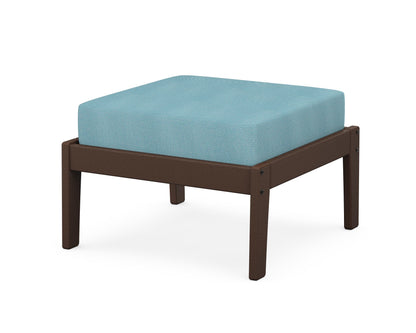 Unbranded Deep Seating Ottoman in Mahogany / Lattice Sky Blue