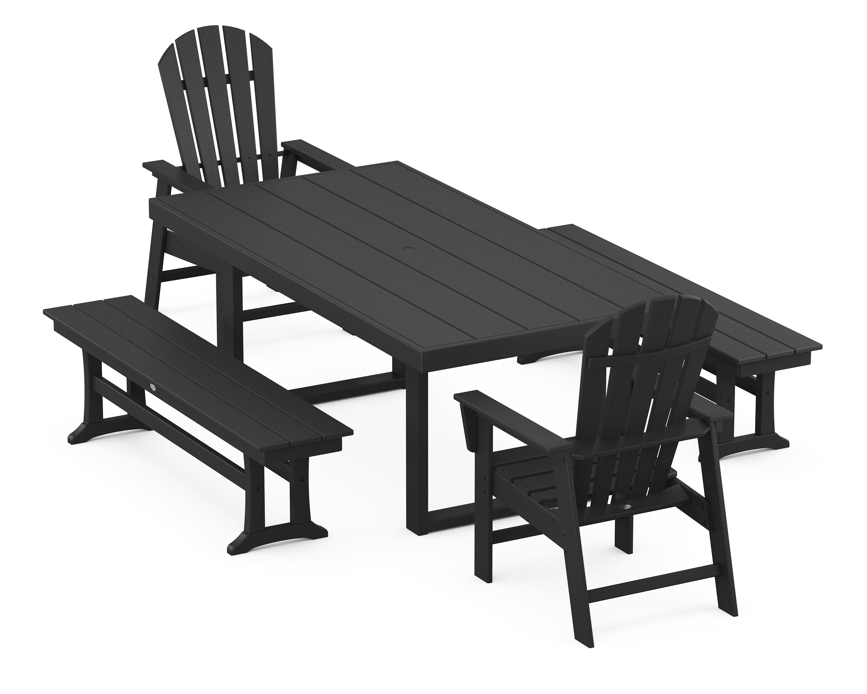 POLYWOOD® South Beach 5-Piece Dining Set with Benches in Black