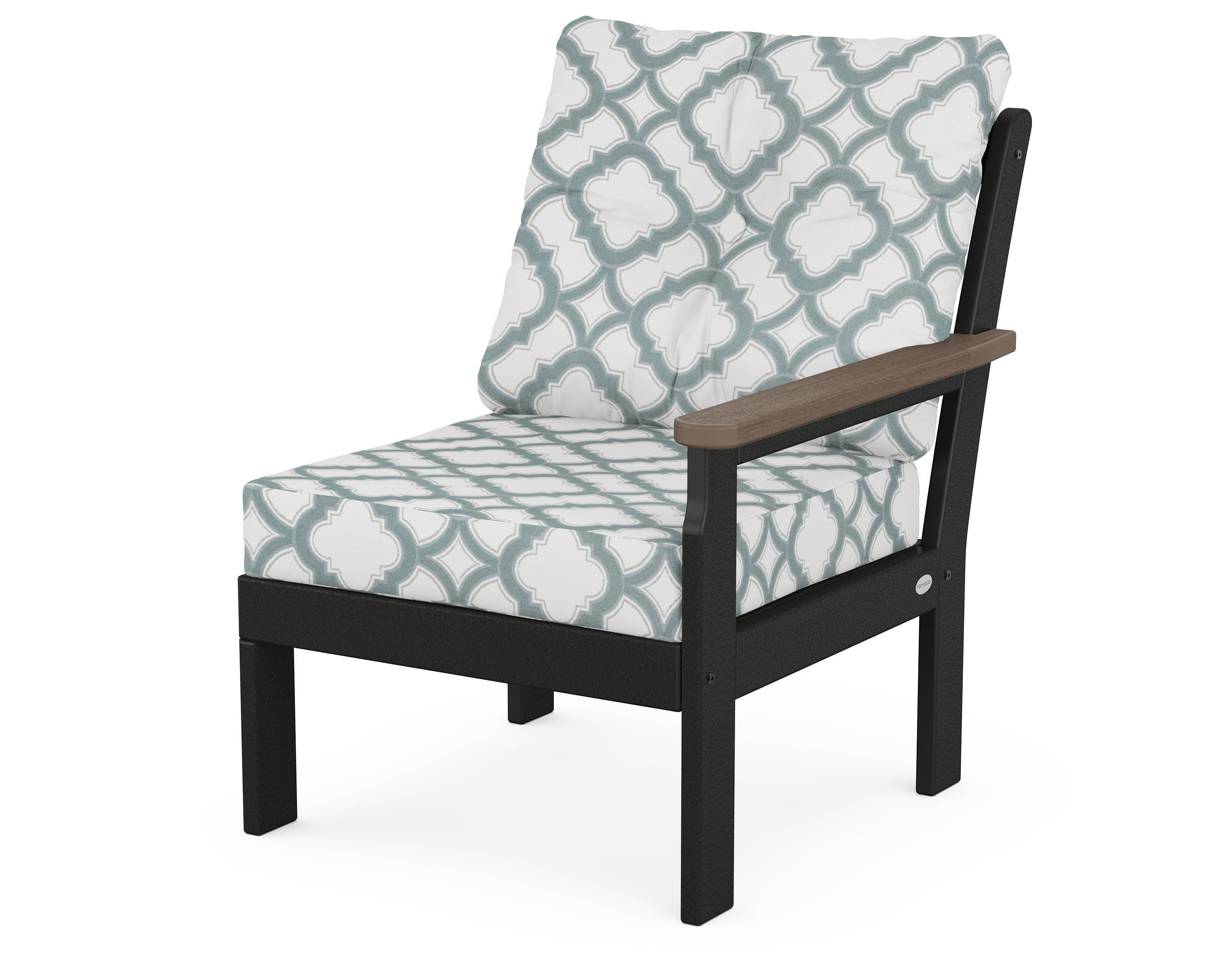 POLYWOOD® Vineyard Modular Right Arm Chair in Black / Kona / Trellis Glacier Spa