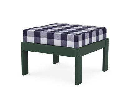 POLYWOOD® Vineyard Modular Ottoman in Green / Buffalo Plaid Navy