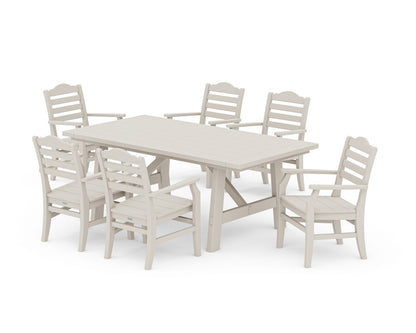 POLYWOOD® Savannah Arm Chair 7-Piece Rustic Farmhouse Dining Set in Sand