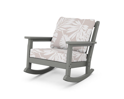 POLYWOOD® Chippendale Deep Seating Rocking Chair in Slate Grey / Leaf Dune Burlap