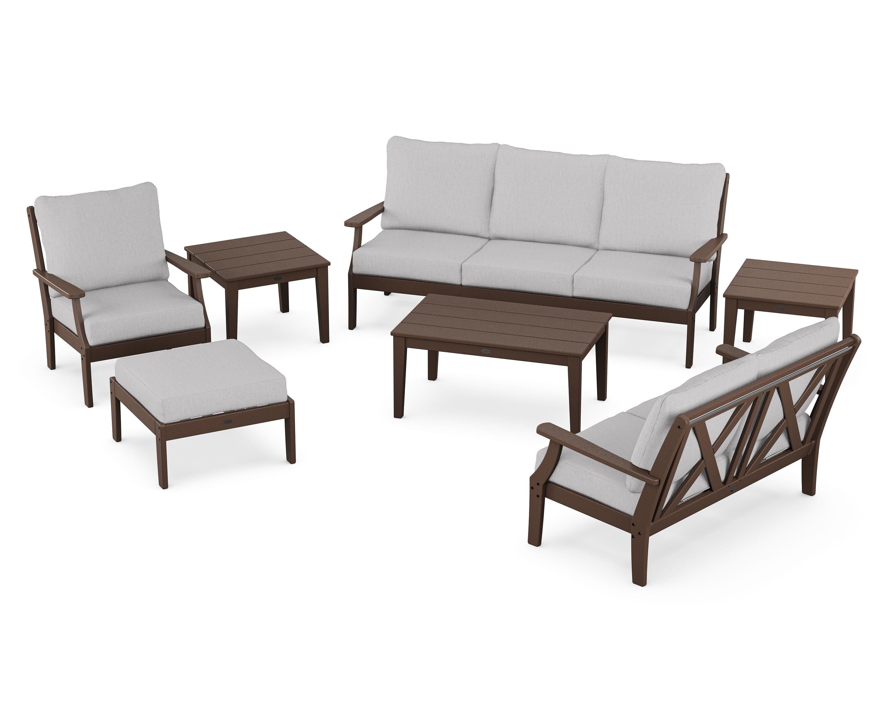 POLYWOOD® Braxton 7-Piece Deep Seating Set in Mahogany / Granite
