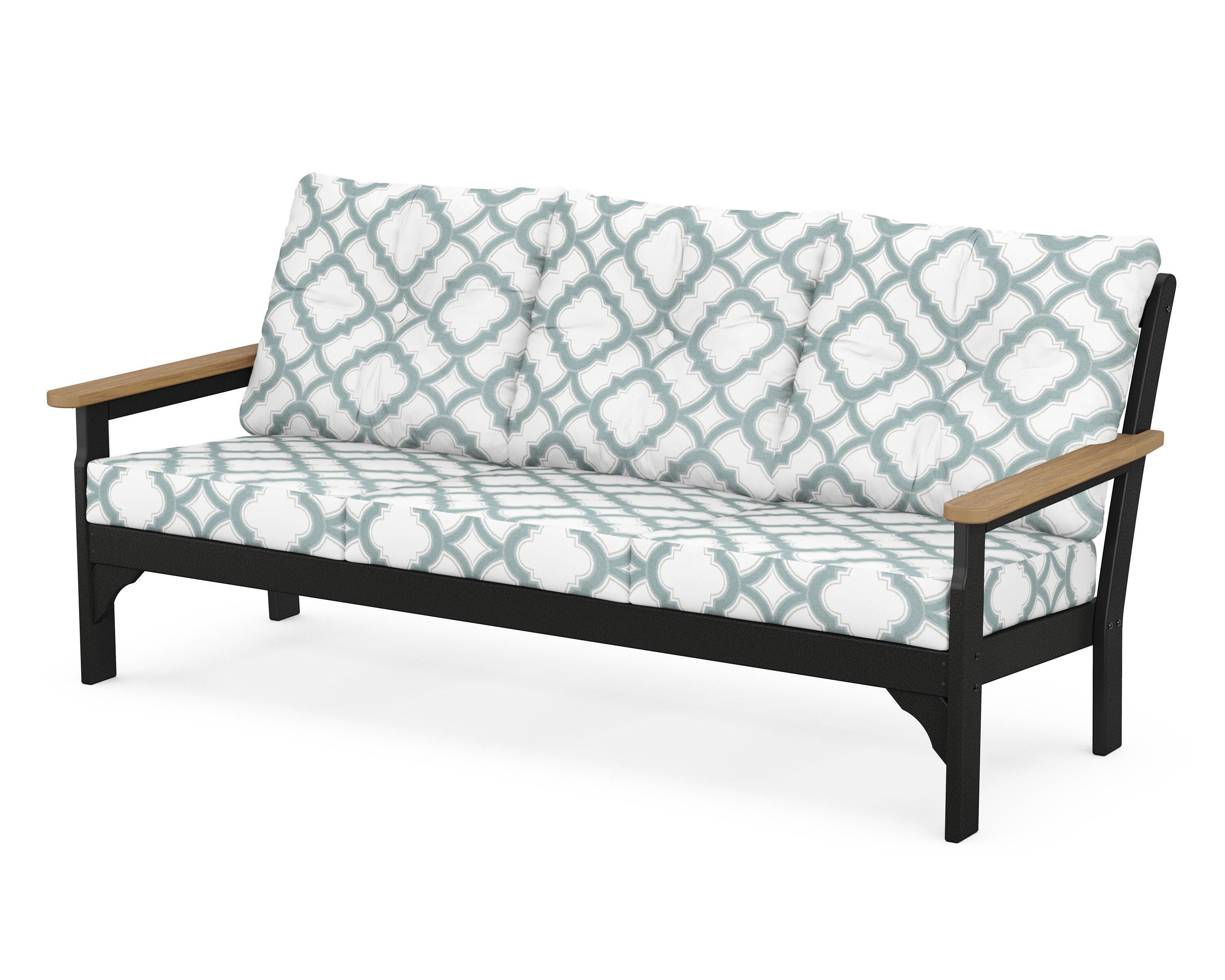 POLYWOOD® Vineyard Deep Seating Sofa in Black / Natural / Trellis Glacier Spa