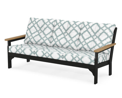 POLYWOOD® Vineyard Deep Seating Sofa in Black / Natural / Trellis Glacier Spa