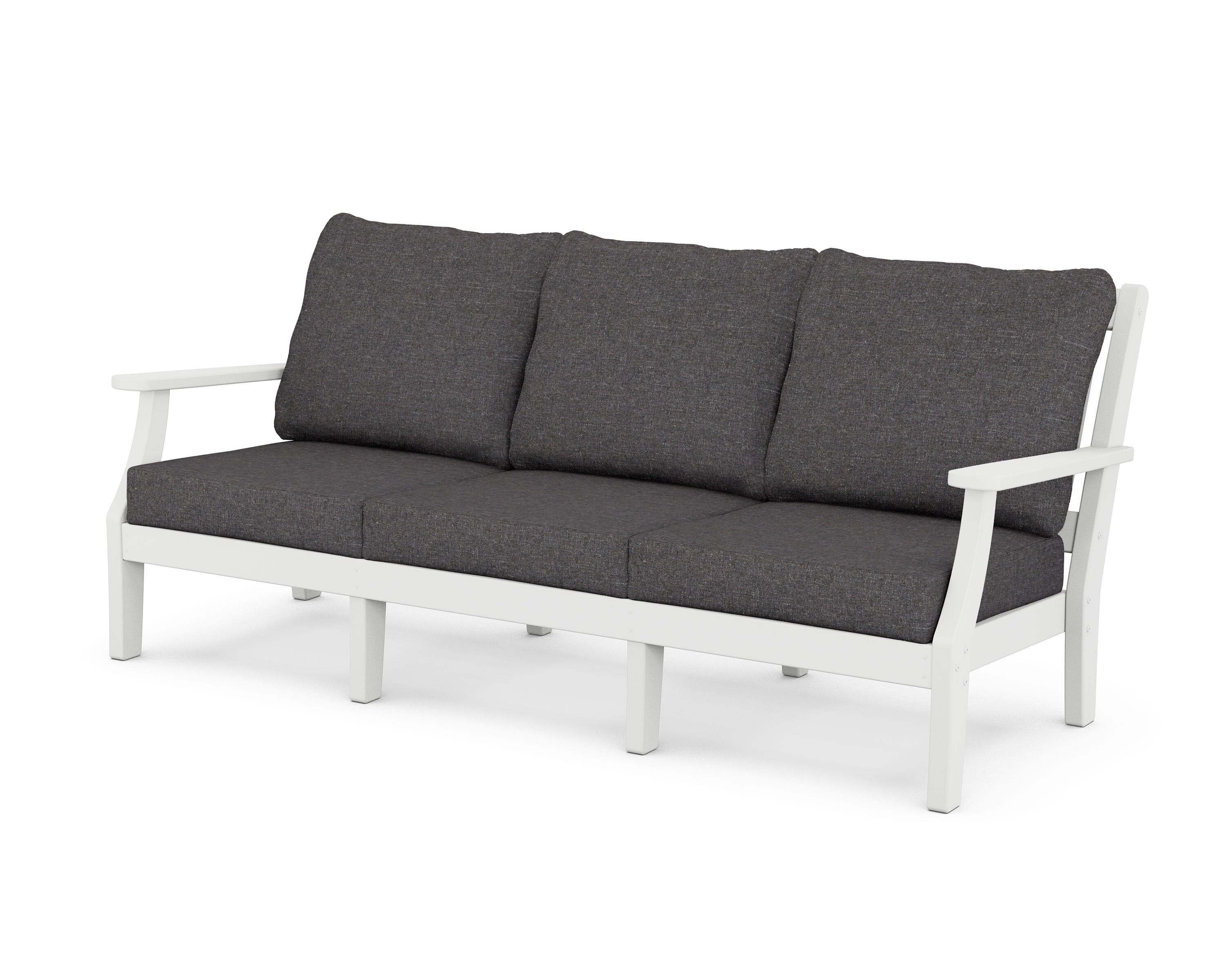 Martha Stewart by POLYWOOD® Chinoiserie Deep Seating Sofa in White / Ash Charcoal
