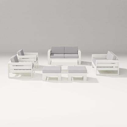 PW Designer Series Latitude 7-Piece Lounge Loveseat Set in Vintage White / Granite