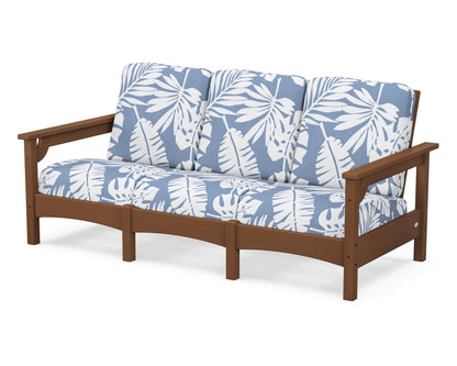 POLYWOOD® Club Sofa in Teak / Leaf Sky Blue