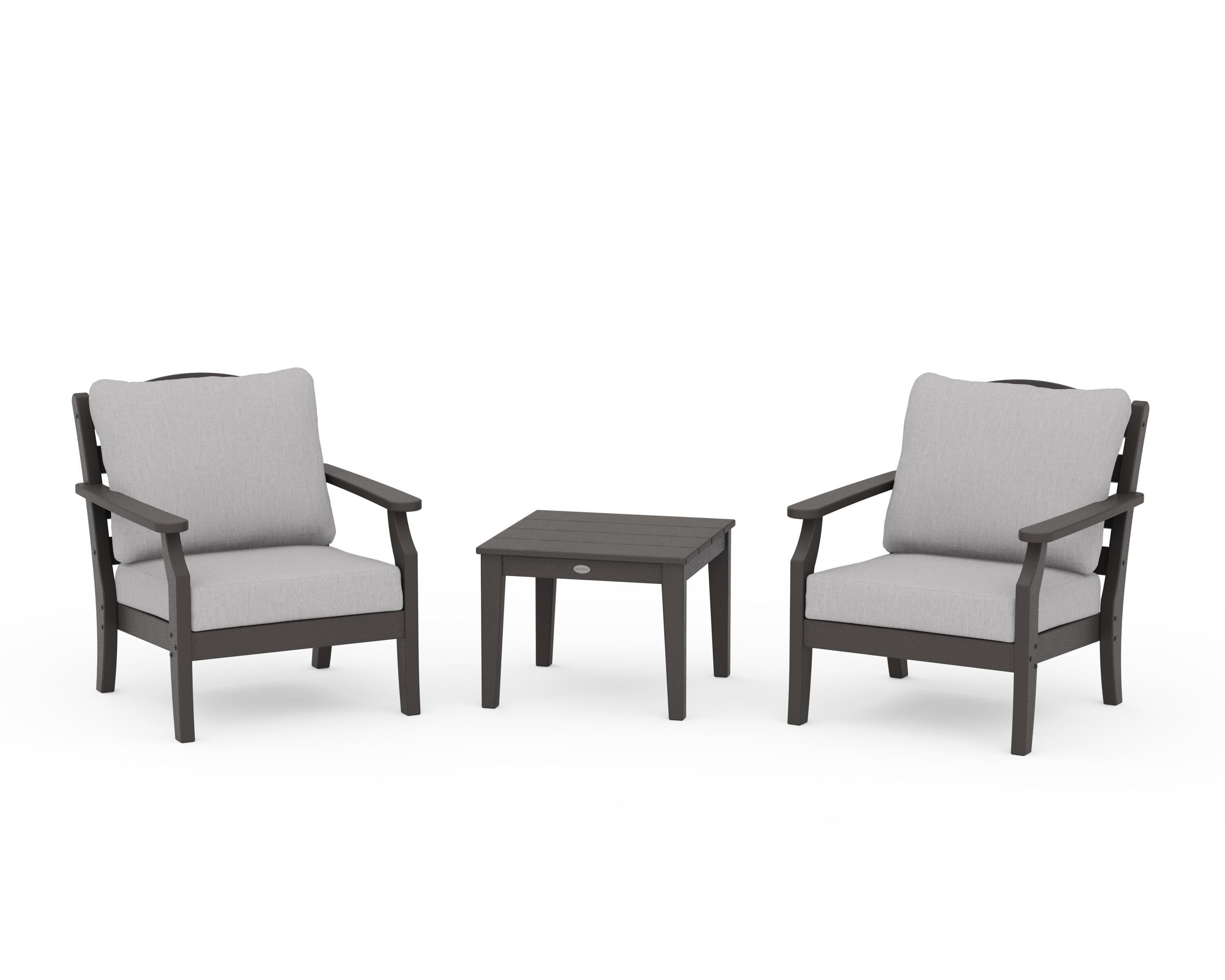 Draper James™ by  POLYWOOD® Savannah 3-Piece Deep Seating Set in Vintage Coffee / Granite
