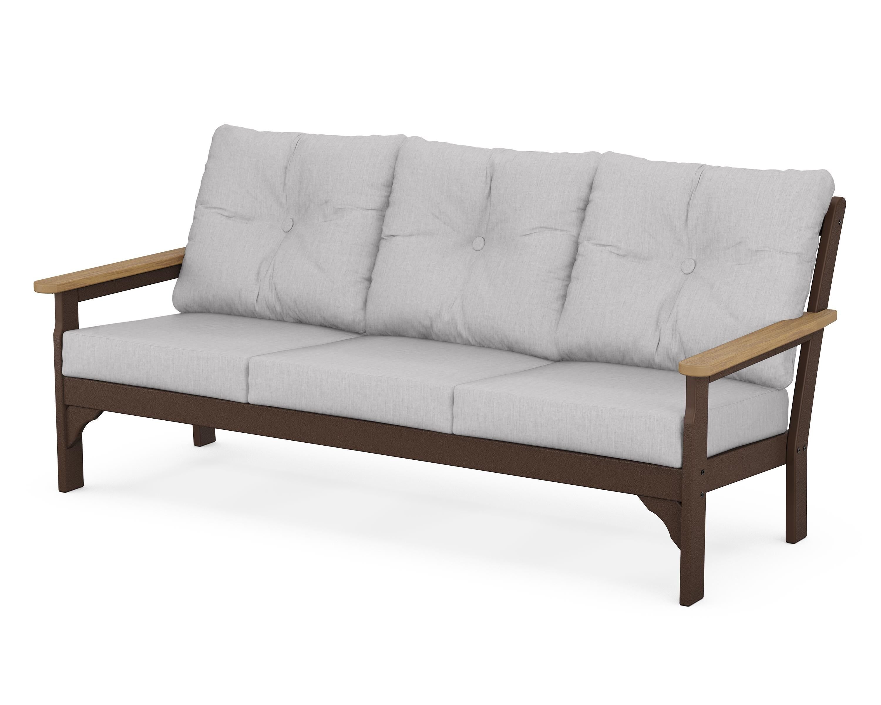 POLYWOOD® Vineyard Deep Seating Sofa in Mahogany / Natural / Granite