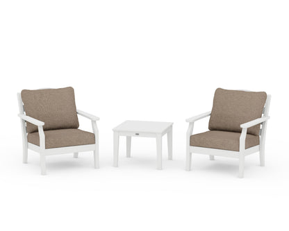Draper James™ by  POLYWOOD® Savannah 3-Piece Deep Seating Set in White / Spiced Burlap