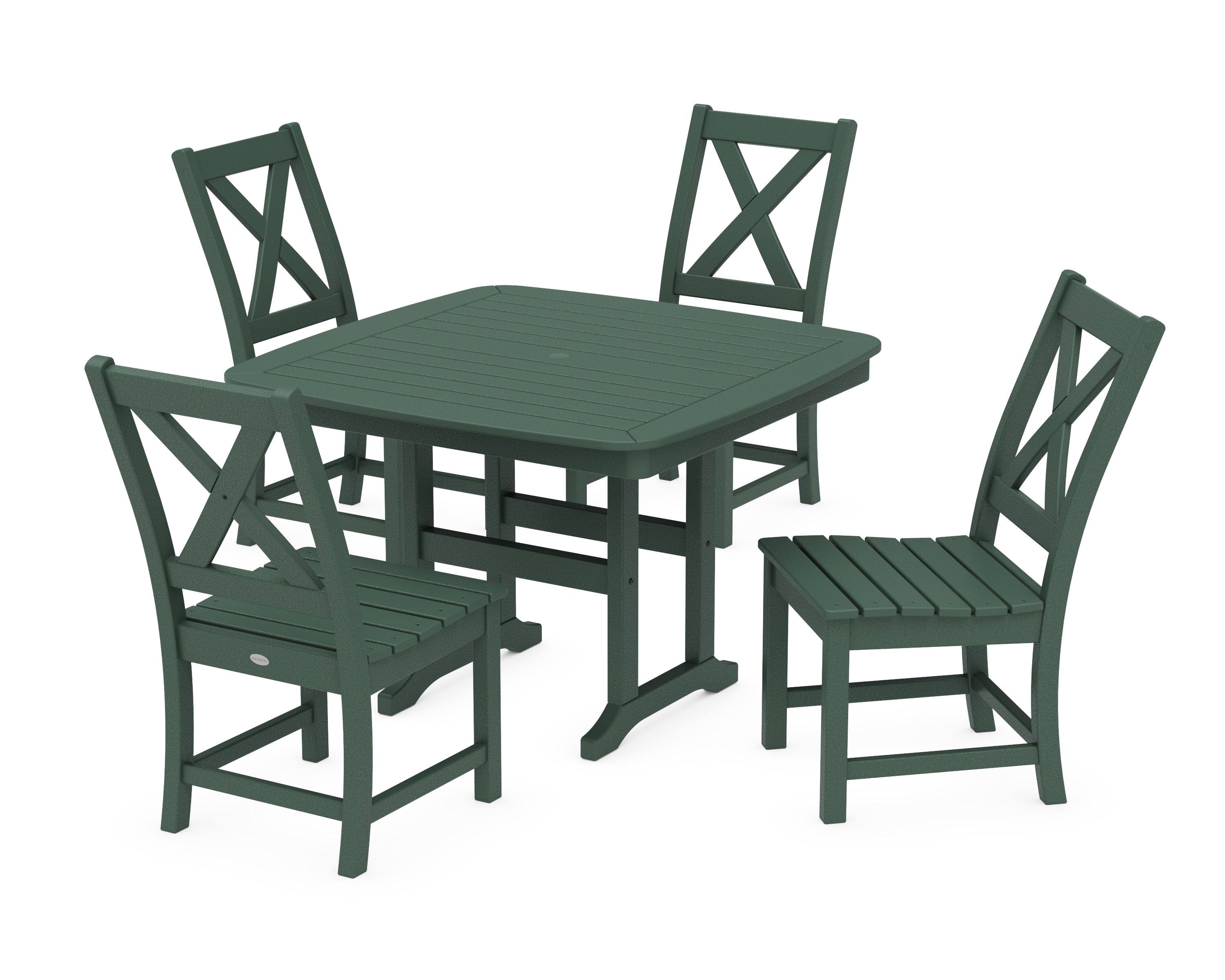POLYWOOD® Braxton Side Chair 5-Piece Dining Set with Trestle Legs in Green