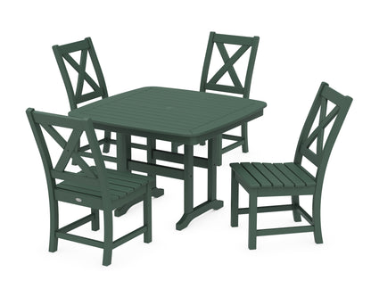 POLYWOOD® Braxton Side Chair 5-Piece Dining Set with Trestle Legs in Green