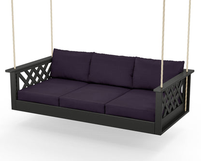 Country Living Wovendale Daybed Swing in Black / Navy Linen