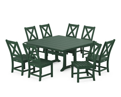 POLYWOOD® Braxton Side Chair 9-Piece Farmhouse Dining Set in Green