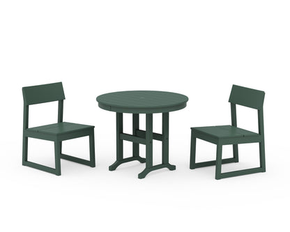 POLYWOOD® EDGE Side Chair 3-Piece Round Dining Set in Green