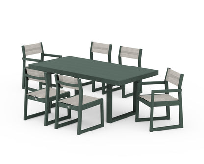 POLYWOOD® EDGE Sling 7-Piece Dining Set in Green / Birch Sling