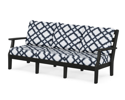 POLYWOOD® Chesapeake Deep Seating Sofa in Black / Trellis Marine Indigo