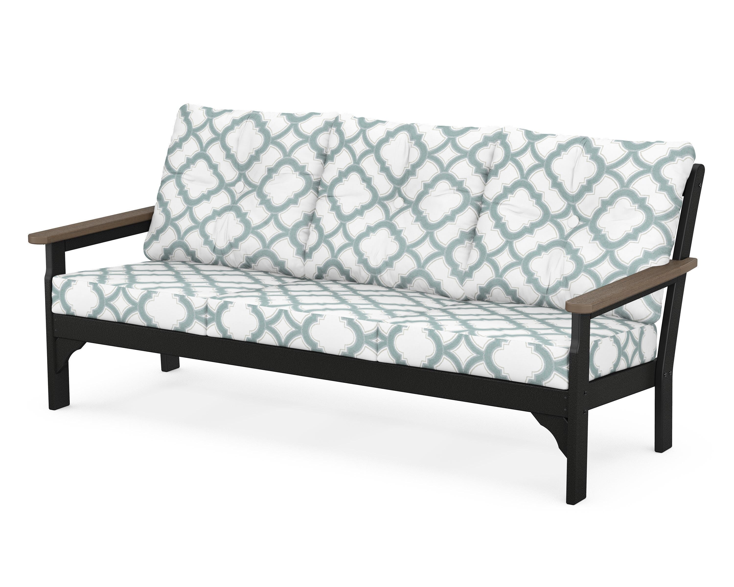 POLYWOOD® Vineyard Deep Seating Sofa in Black / Kona / Trellis Glacier Spa