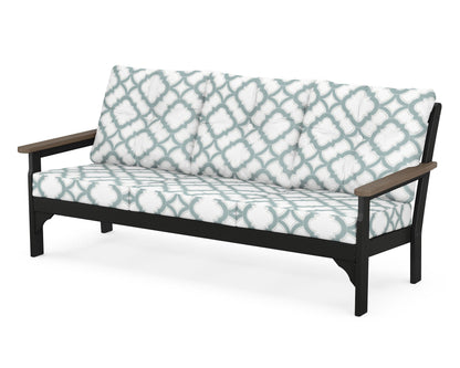 POLYWOOD® Vineyard Deep Seating Sofa in Black / Kona / Trellis Glacier Spa