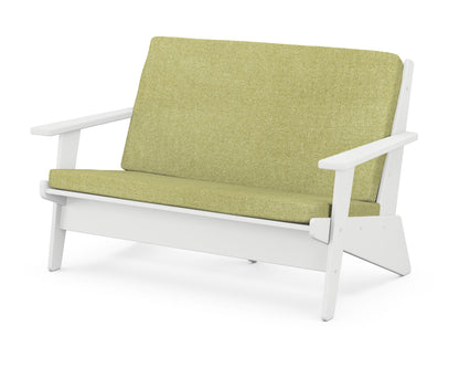 POLYWOOD® Riviera Modern Lounge Loveseat in White / Chartreuse Boucle