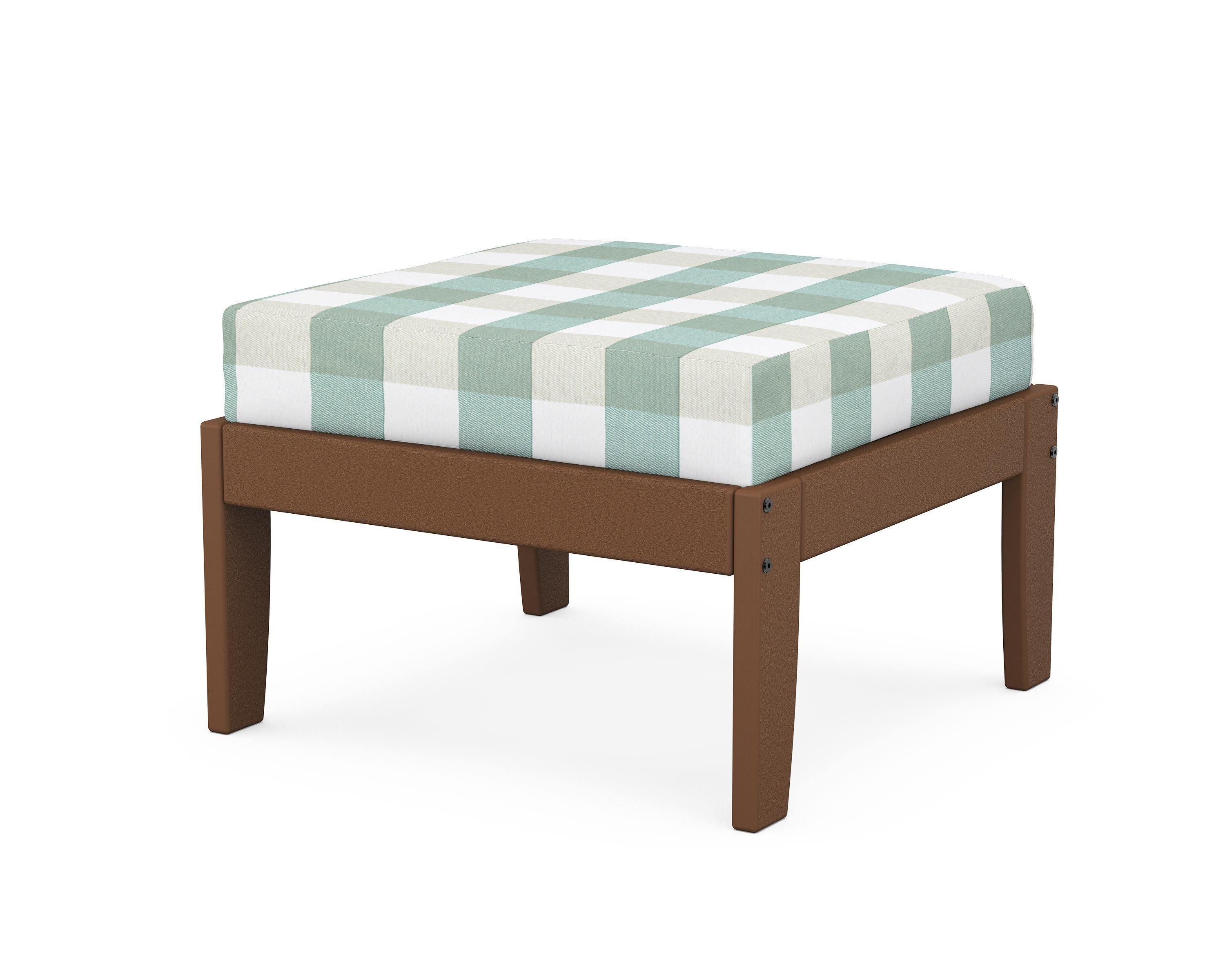 Unbranded Modular Ottoman - Classic in Teak / Buffalo Plaid Glacier Spa