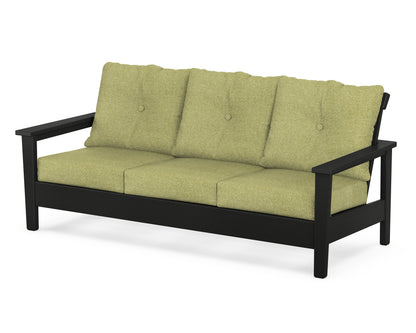 POLYWOOD® Prescott Deep Seating Sofa in Black / Chartreuse Boucle