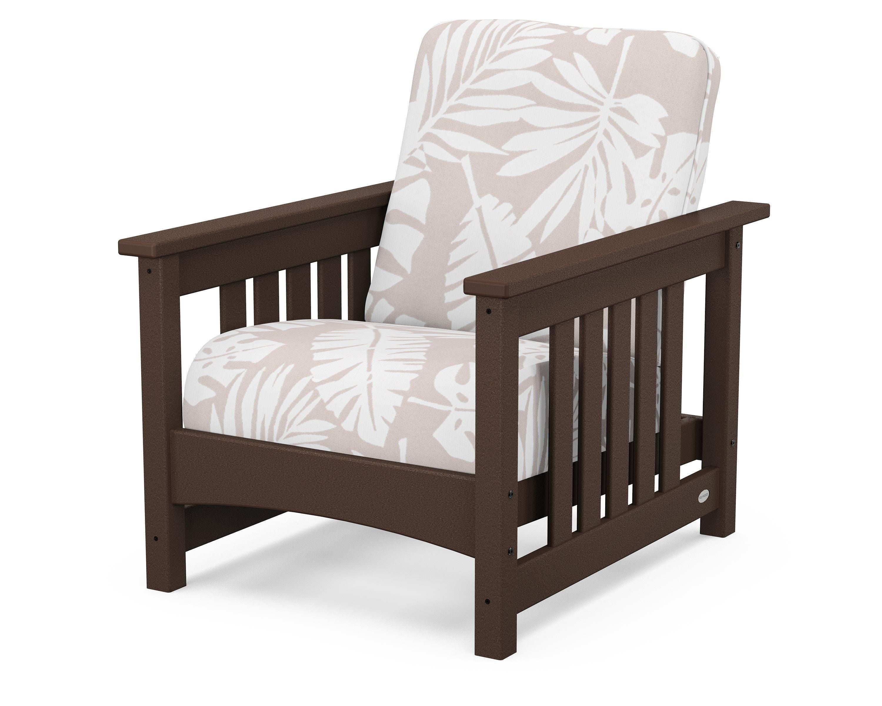 POLYWOOD® Club Mission Chair in Mahogany / Leaf Dune Burlap