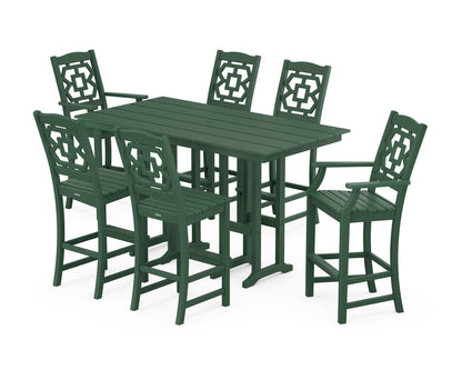 Martha Stewart by POLYWOOD® Chinoiserie 7-Piece Farmhouse Bar Set in Green
